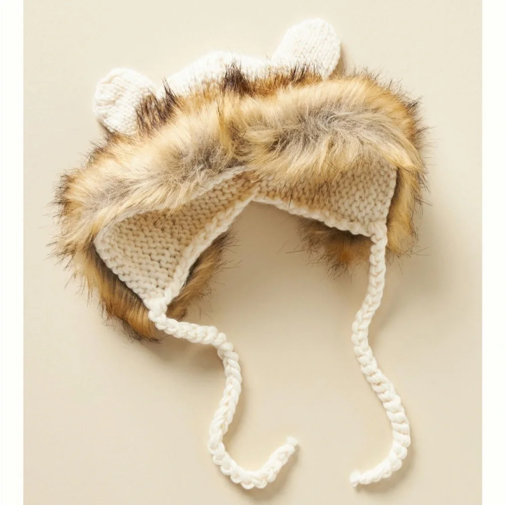 THE BLUEBERRY HILL Lennon Lion Bonnet With Faux Fur, Cream